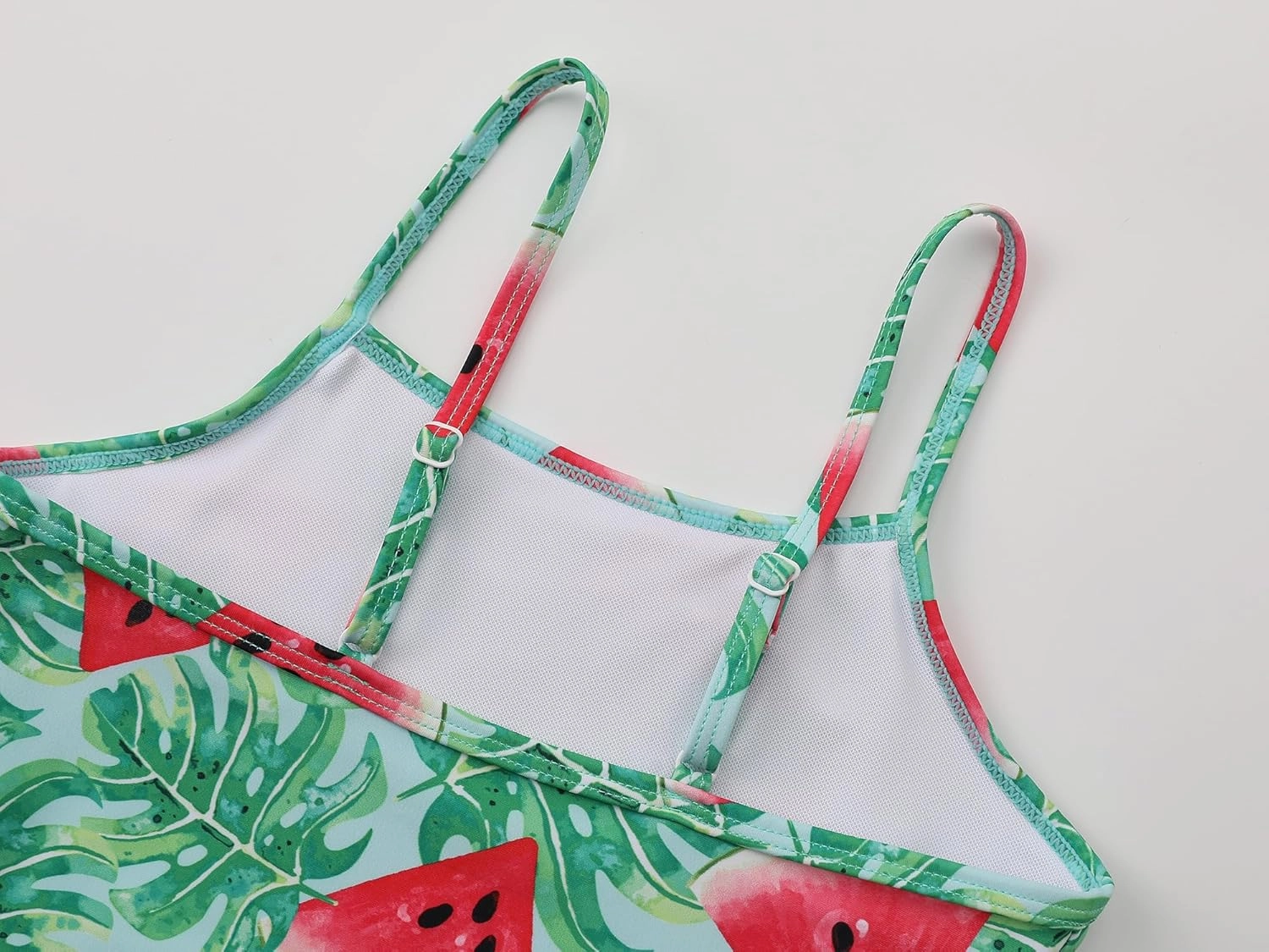 Girls One Piece Swimsuit - Adjustable Strap, Checked Face & Mermaid Print Toddler Ruffle Bathing Suit Size 2T-10