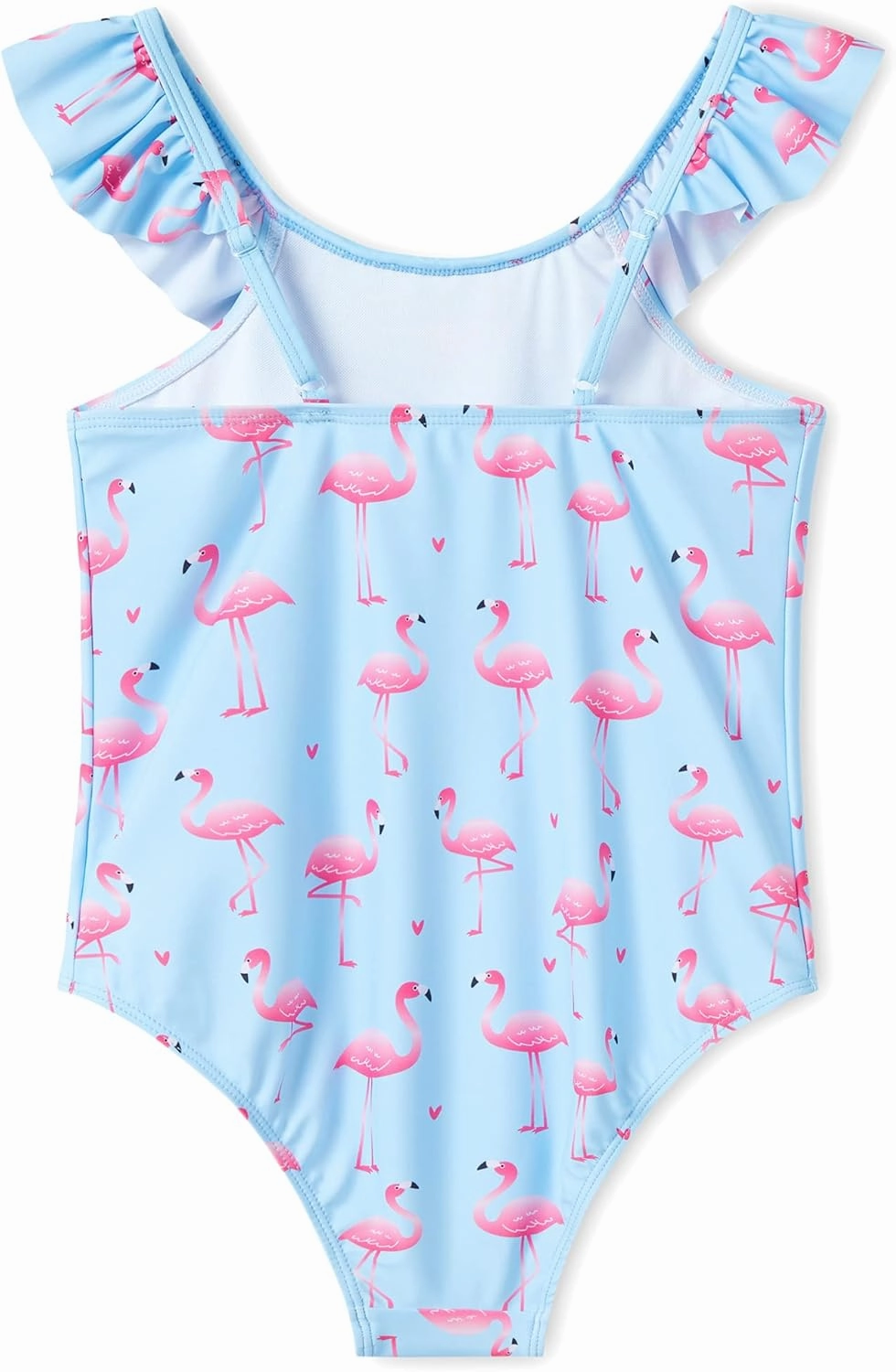 Girls One Piece Swimsuit - Adjustable Strap, Checked Face & Mermaid Print Toddler Ruffle Bathing Suit Size 2T-10