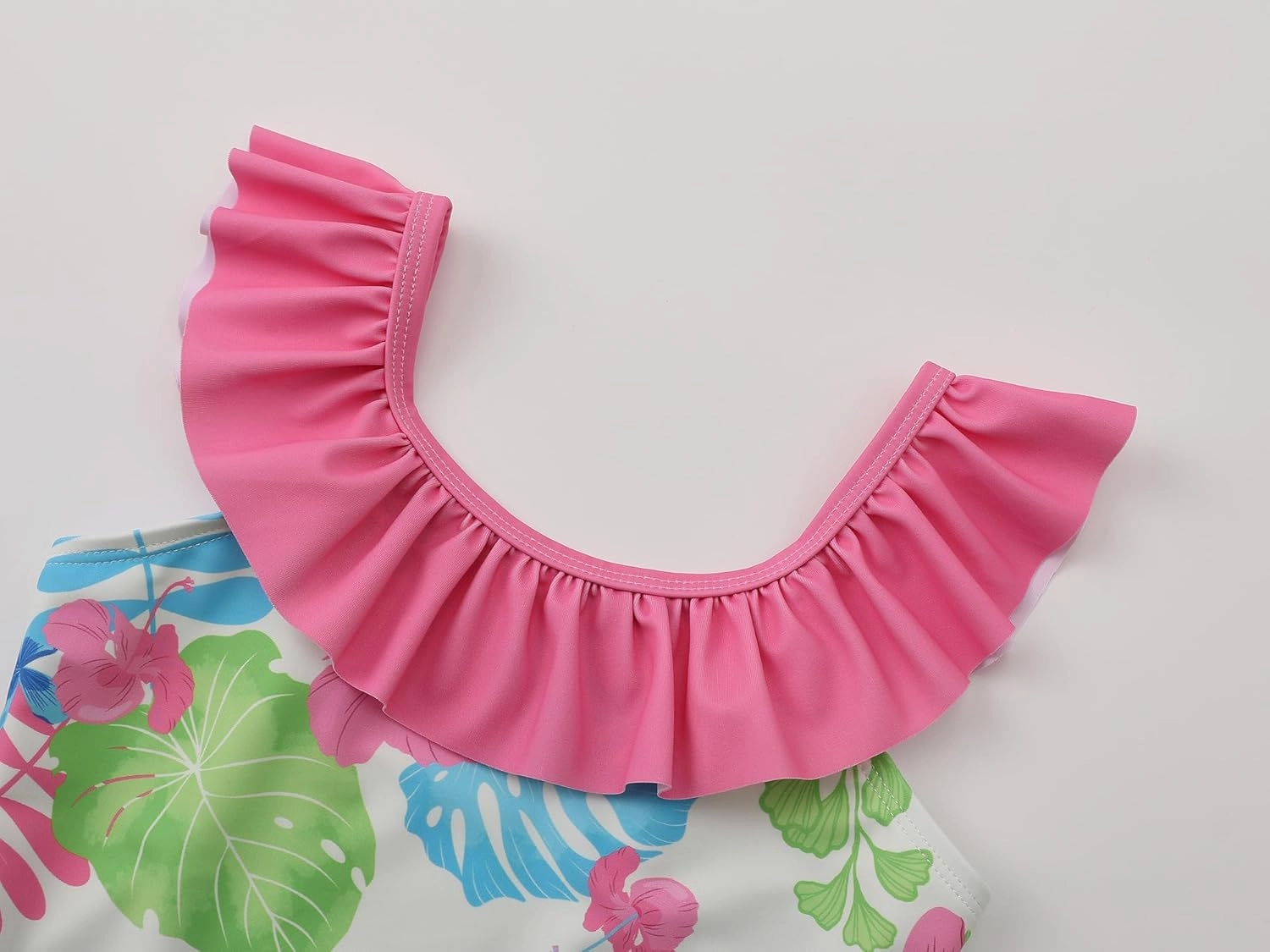 Girls One Piece Swimsuit - Adjustable Strap, Checked Face & Mermaid Print Toddler Ruffle Bathing Suit Size 2T-10