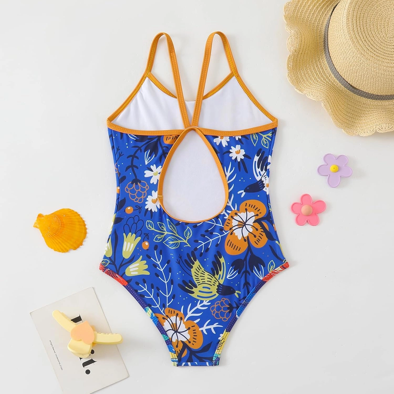 Girls One Piece Swimsuit Kids Girl Halter Quick Dry Swimwear Beach Summer Floral Bathing Suit 4-12 Years