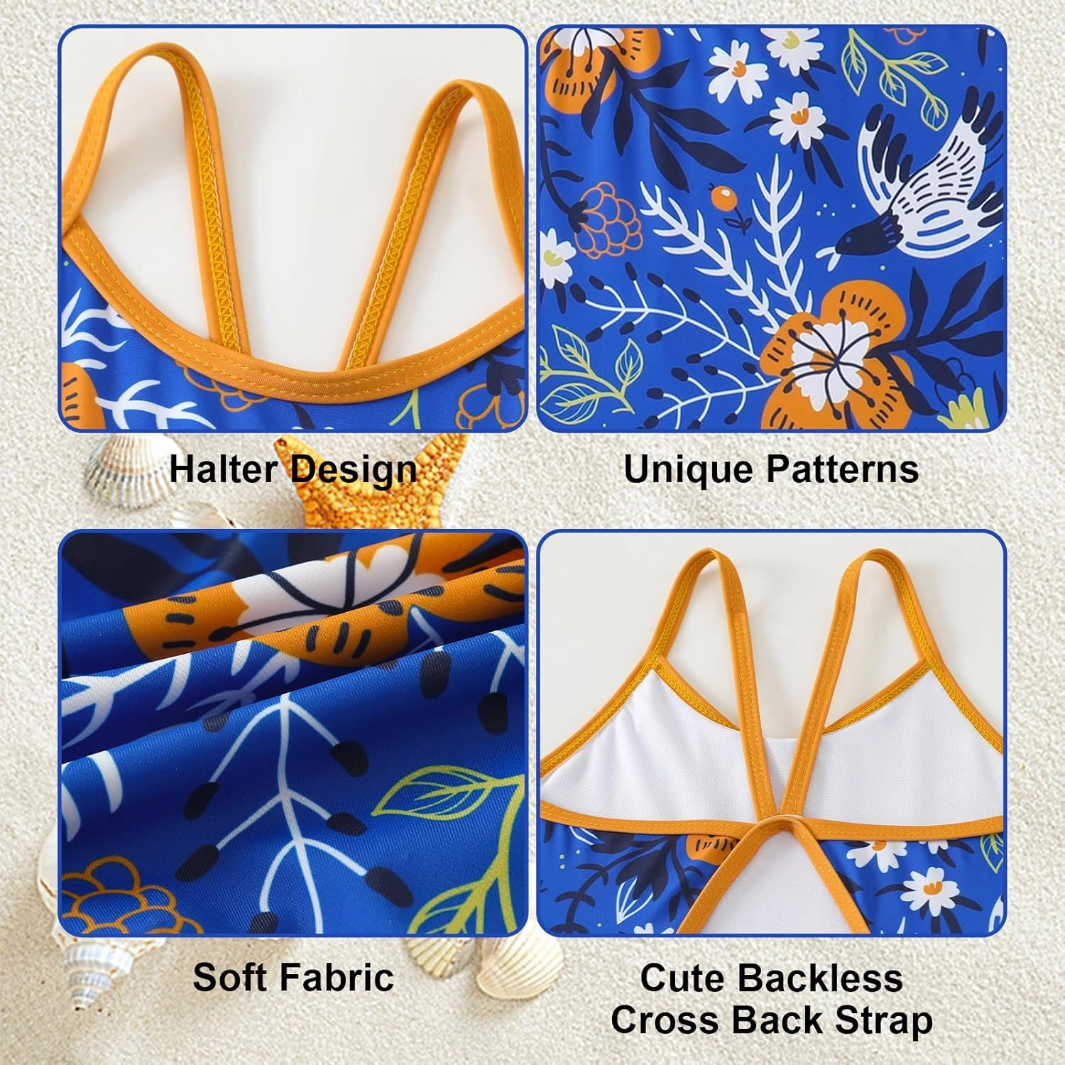 Girls One Piece Swimsuit Kids Girl Halter Quick Dry Swimwear Beach Summer Floral Bathing Suit 4-12 Years