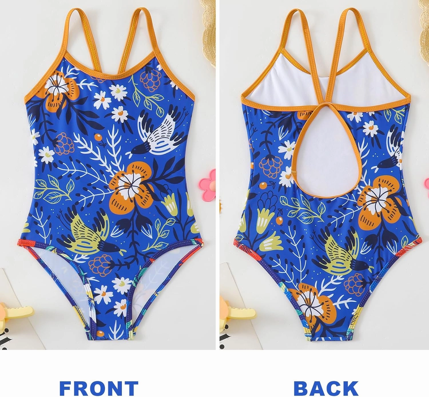 Girls One Piece Swimsuit Kids Girl Halter Quick Dry Swimwear Beach Summer Floral Bathing Suit 4-12 Years