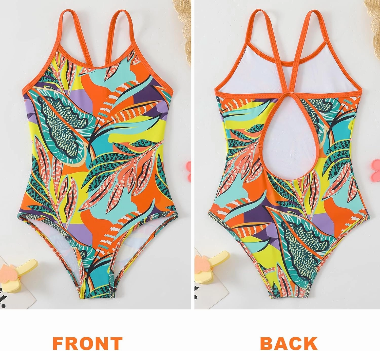 Girls One Piece Swimsuit Kids Girl Halter Quick Dry Swimwear Beach Summer Floral Bathing Suit 4-12 Years