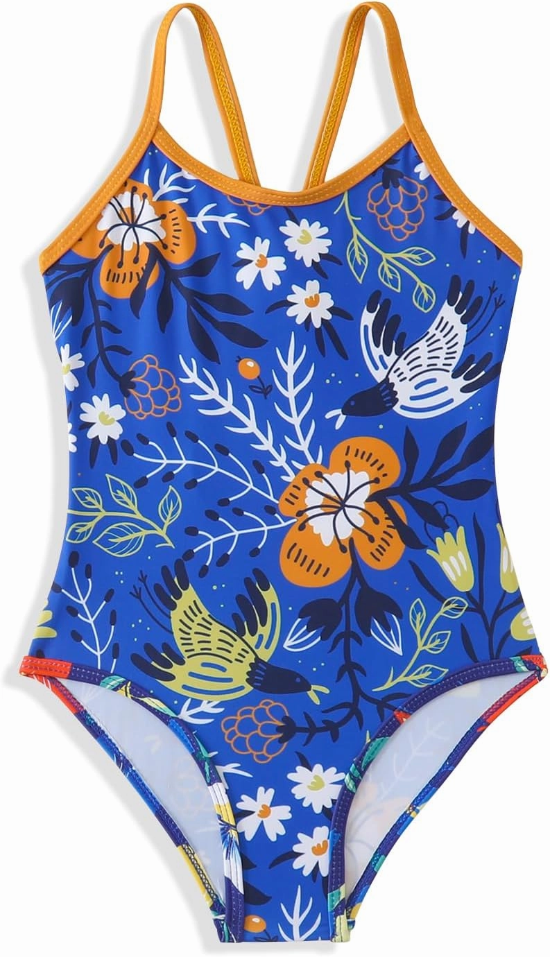 Girls One Piece Swimsuit Kids Girl Halter Quick Dry Swimwear Beach Summer Floral Bathing Suit 4-12 Years