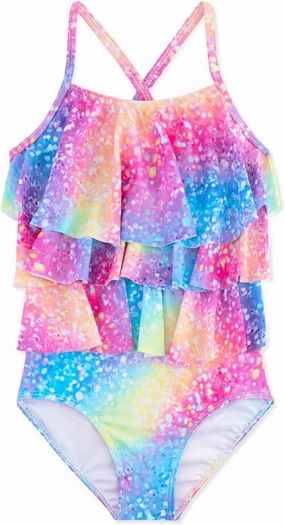 Girls One Piece Swimsuits Cute Ruffles Swimming Bathing Suit with Adjustable Straps Beach Pool Kids Swimwear 3T-12