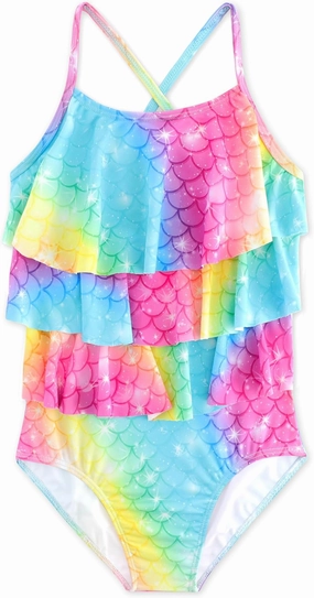 Girls One Piece Swimsuits Cute Ruffles Swimming Bathing Suit with Adjustable Straps Beach Pool Kids Swimwear 3T-12