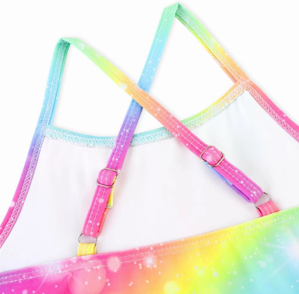 Girls One Piece Swimsuits Cute Ruffles Swimming Bathing Suit with Adjustable Straps Beach Pool Kids Swimwear 3T-12