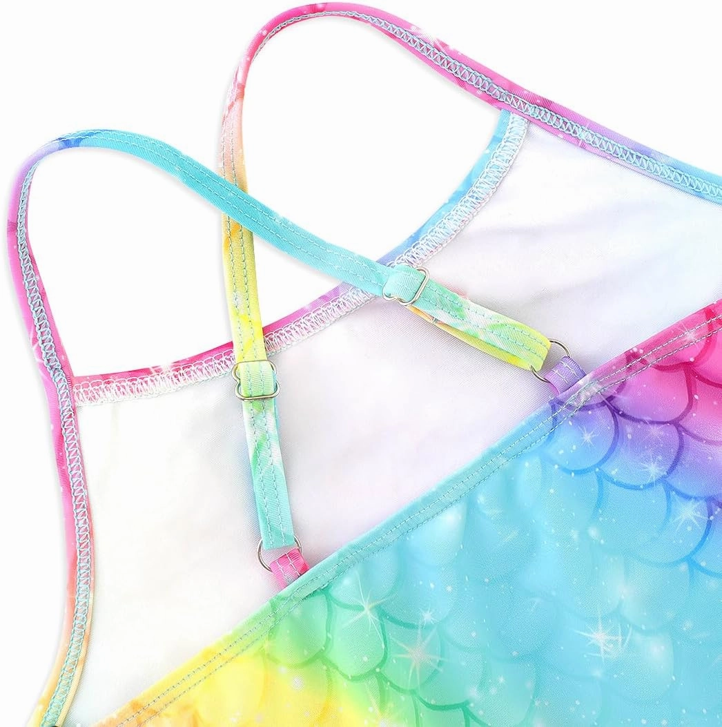 Girls One Piece Swimsuits Cute Ruffles Swimming Bathing Suit with Adjustable Straps Beach Pool Kids Swimwear 3T-12