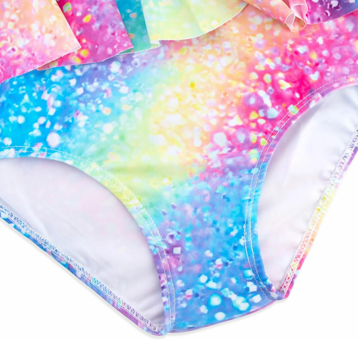 Girls One Piece Swimsuits Cute Ruffles Swimming Bathing Suit with Adjustable Straps Beach Pool Kids Swimwear 3T-12