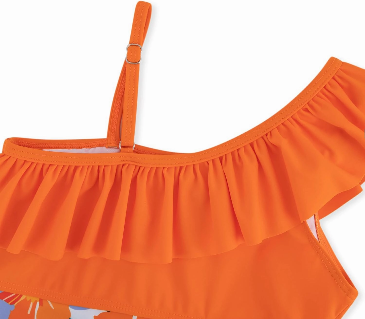 Girls One Piece Swimsuits Cutout Ruffle Bathing Suit Quick Dry Beach Swimwear with Adjustable Strap 5-14 Years