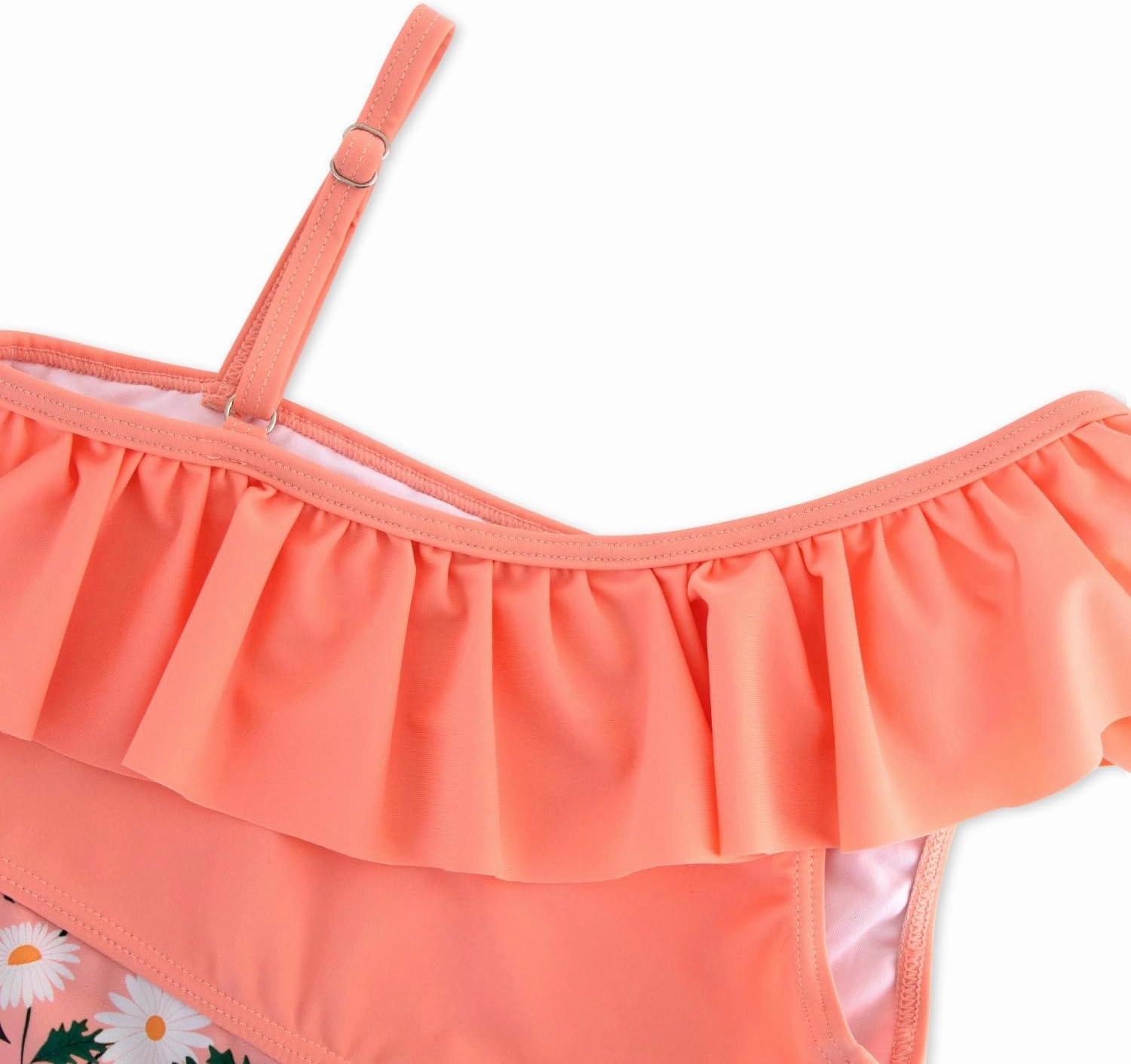 Girls One Piece Swimsuits Cutout Ruffle Bathing Suit Quick Dry Beach Swimwear with Adjustable Strap 5-14 Years