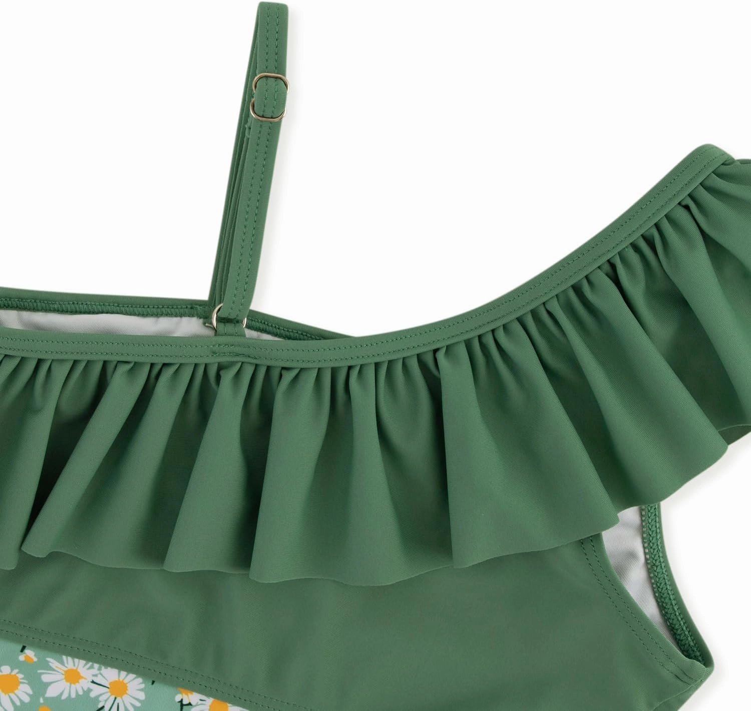 Girls One Piece Swimsuits Cutout Ruffle Bathing Suit Quick Dry Beach Swimwear with Adjustable Strap 5-14 Years