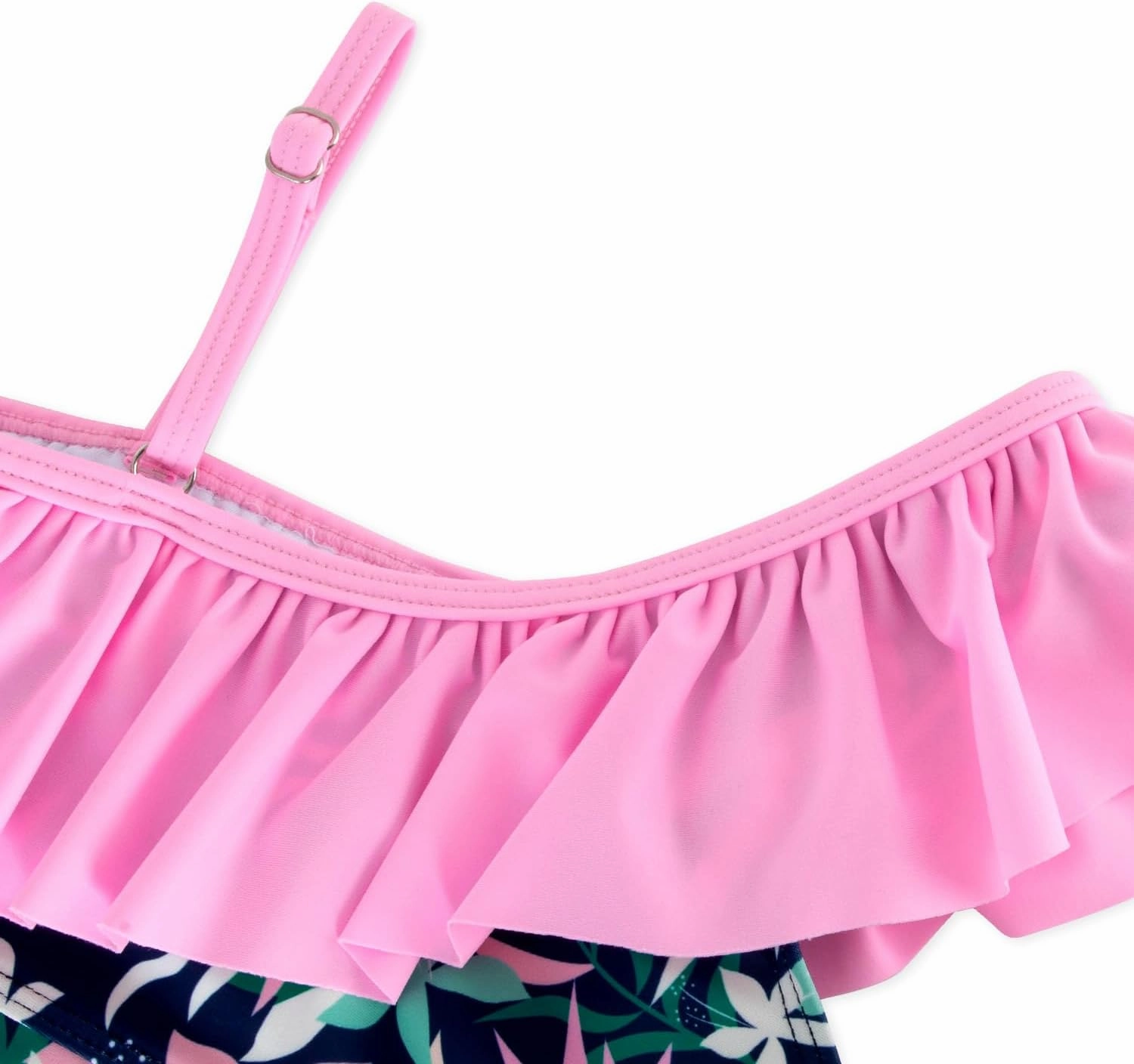 Girls One Piece Swimsuits Cutout Ruffle Bathing Suit Quick Dry Beach Swimwear with Adjustable Strap 5-14 Years