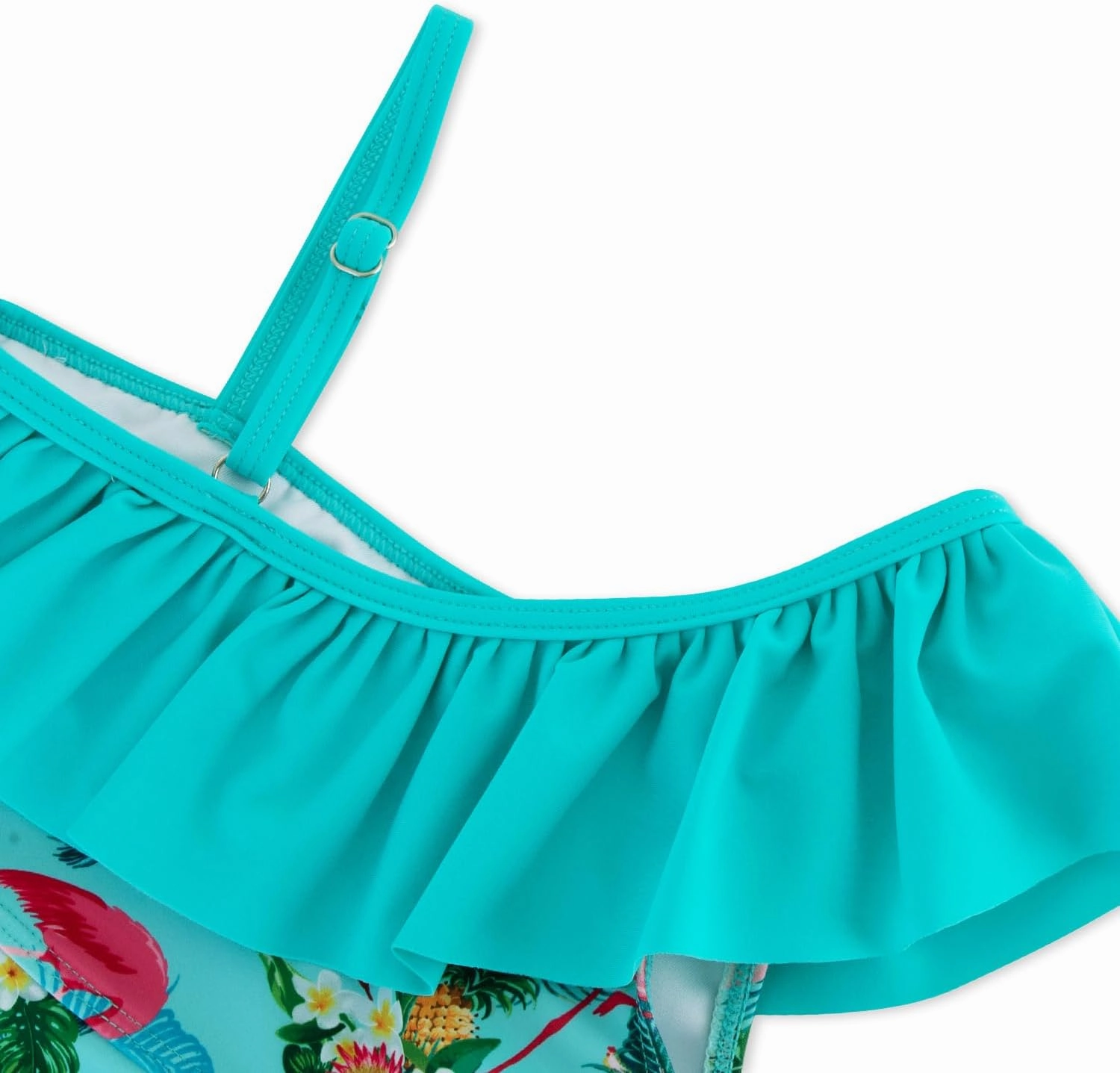 Girls One Piece Swimsuits Cutout Ruffle Bathing Suit Quick Dry Beach Swimwear with Adjustable Strap 5-14 Years