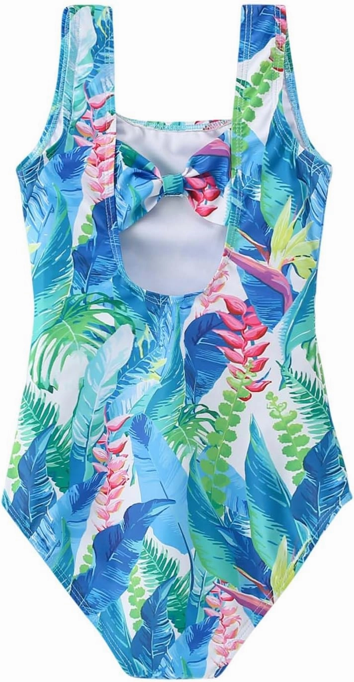 Girls One Piece Swimsuits Mermaid Quick Dry Bathing Suit Beach Bowknot Backless Swimwear Toddler Swimsuit Kids 4-10Y