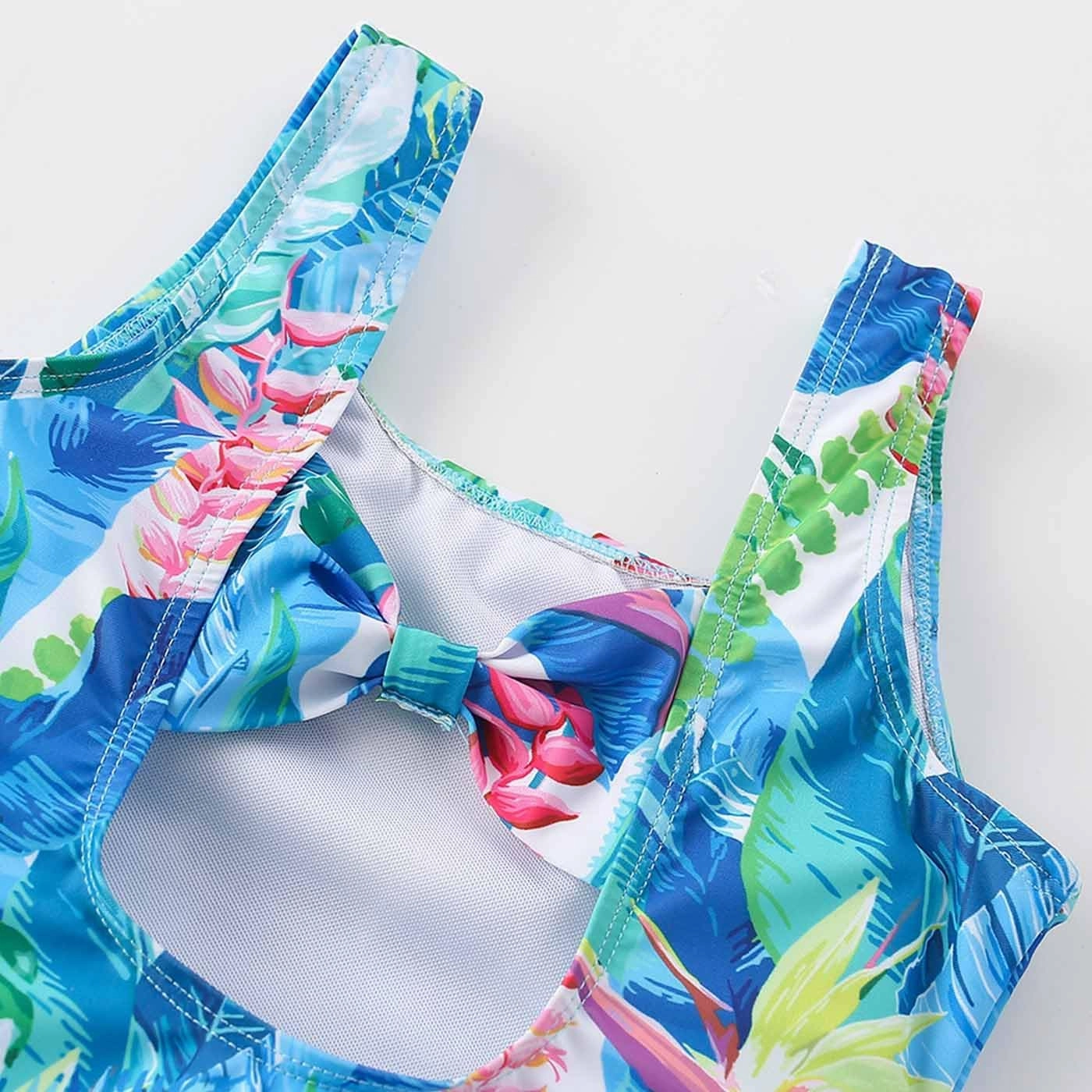 Girls One Piece Swimsuits Mermaid Quick Dry Bathing Suit Beach Bowknot Backless Swimwear Toddler Swimsuit Kids 4-10Y