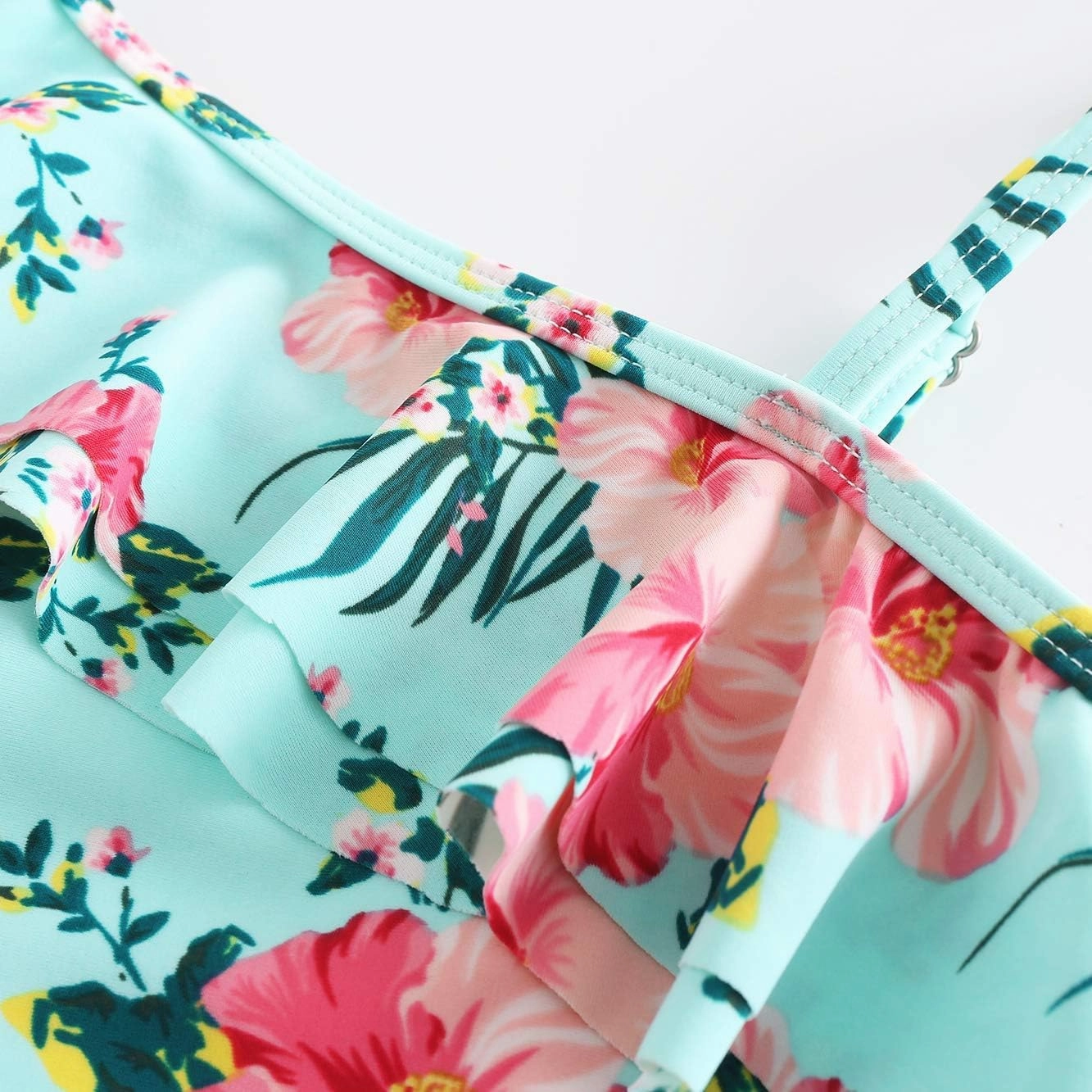 Girls One Piece Swimsuits One Shoulder Ruffle Swimwear Floral Bathing Suit