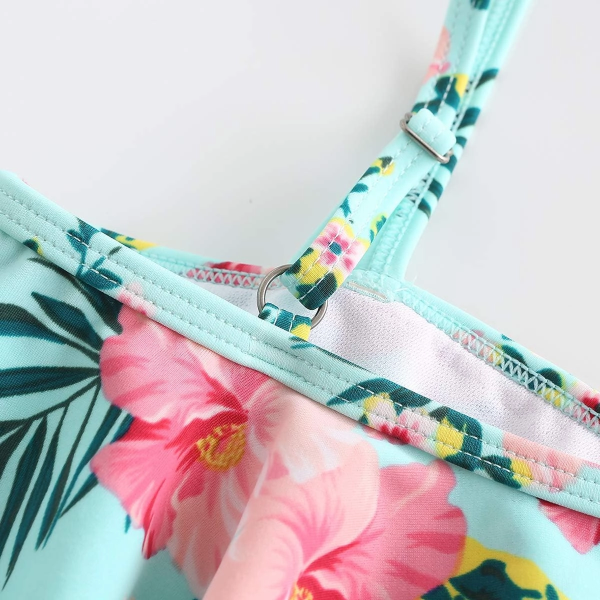 Girls One Piece Swimsuits One Shoulder Ruffle Swimwear Floral Bathing Suit