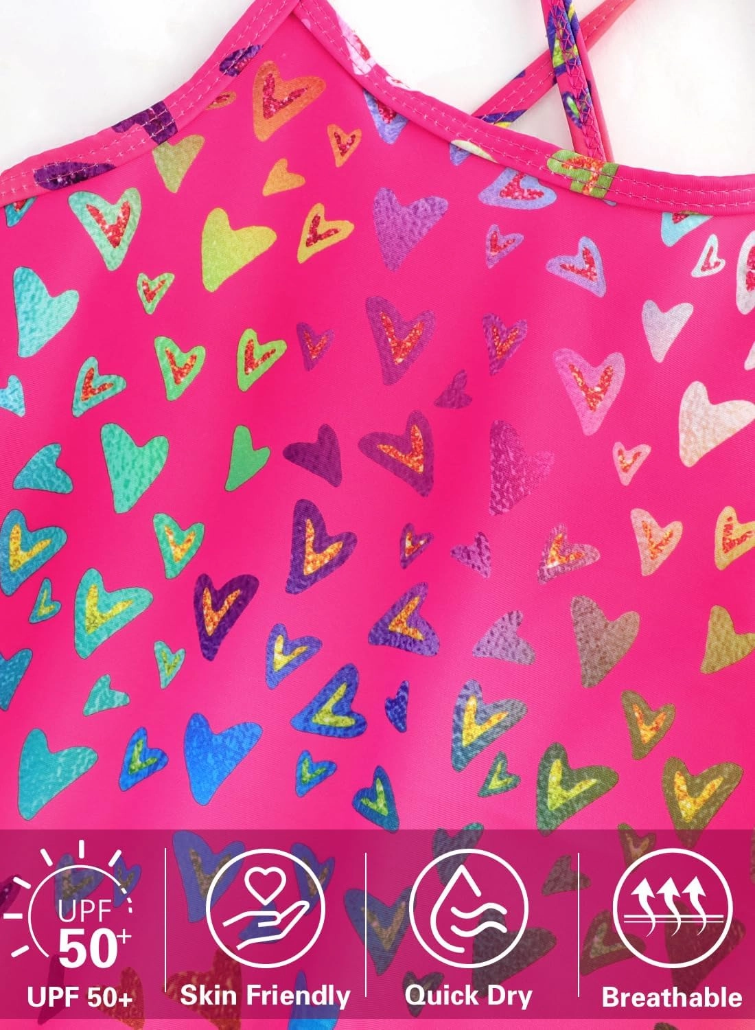 Girls One Piece Swimsuits Summer UPF 50  Quick Dry Beach Bathing Suit Cross Shoulder Strap Swimwear 2-10 Years