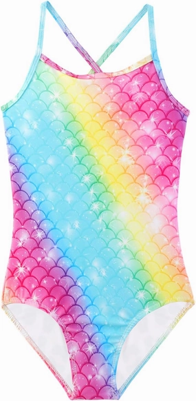 Girls One Piece Swimsuits Summer UPF 50  Quick Dry Beach Bathing Suit Cross Shoulder Strap Swimwear 2-10 Years