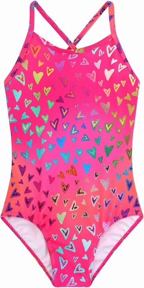 Girls One Piece Swimsuits Summer UPF 50  Quick Dry Beach Bathing Suit Cross Shoulder Strap Swimwear 2-10 Years