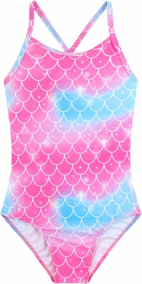 Girls One Piece Swimsuits Summer UPF 50  Quick Dry Beach Bathing Suit Cross Shoulder Strap Swimwear 2-10 Years