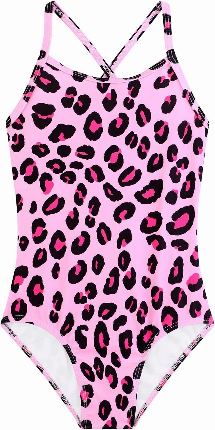 Girls One Piece Swimsuits Summer UPF 50  Quick Dry Beach Bathing Suit Cross Shoulder Strap Swimwear 2-10 Years