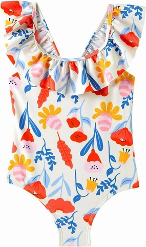 Girls One Piece Swimsuits Toddler Bathing Suit Little Kids Cute Swimwear Quick Dry Striped Ruffle Floral Size 2-10T