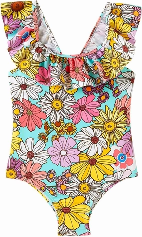 Girls One Piece Swimsuits Toddler Bathing Suit Little Kids Cute Swimwear Quick Dry Striped Ruffle Floral Size 2-10T