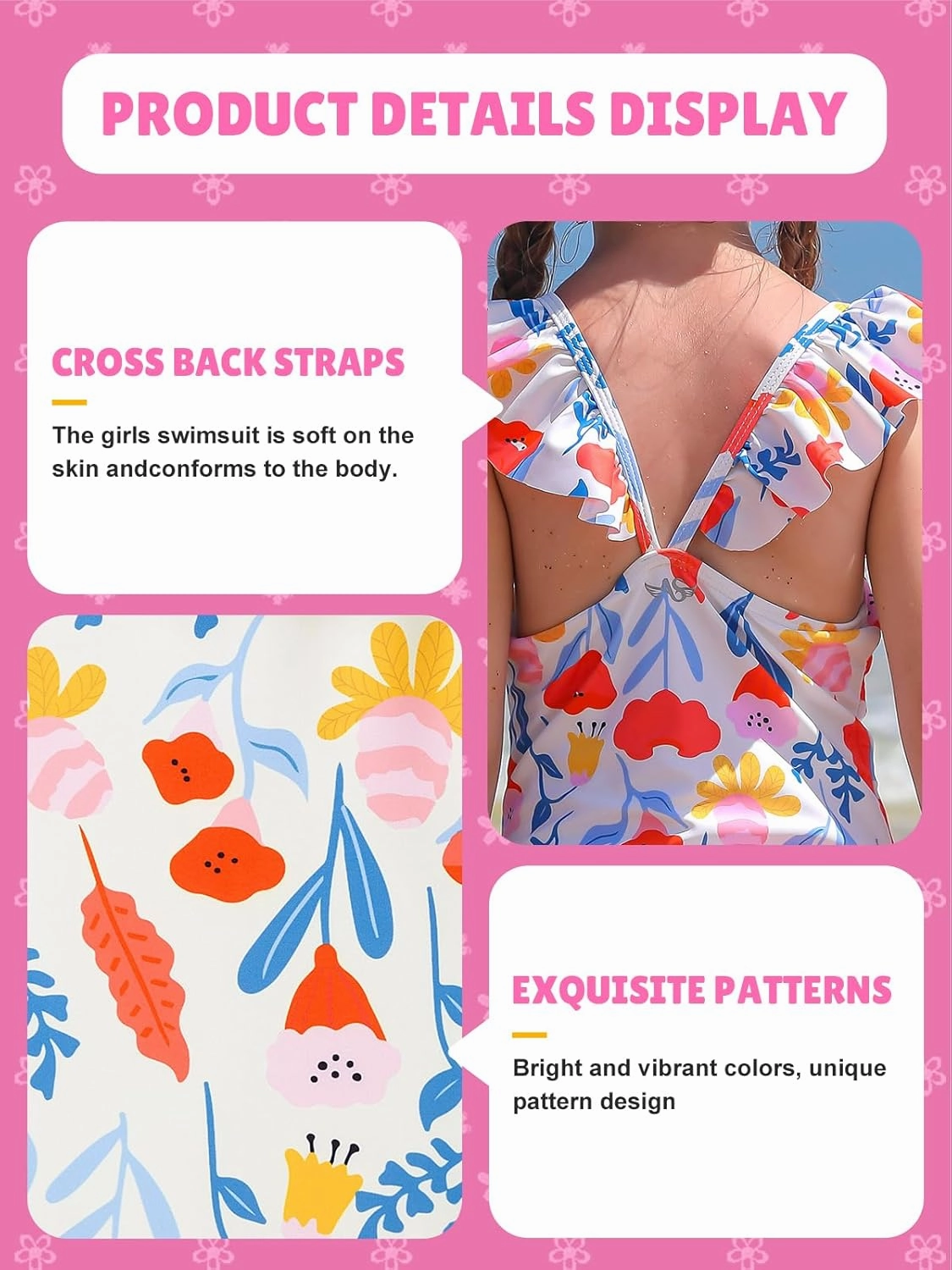 Girls One Piece Swimsuits Toddler Bathing Suit Little Kids Cute Swimwear Quick Dry Striped Ruffle Floral Size 2-10T
