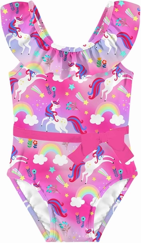 Girls One Piece Swimsuits Toddler Cute Ruffle Bathing Suits Quick Dry Beach Swimwear Size 1-5 Years
