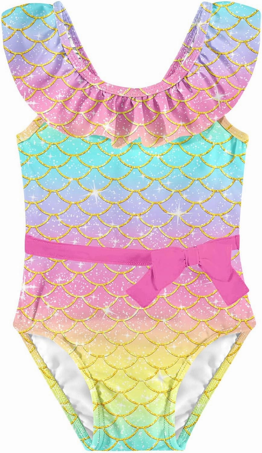 Girls One Piece Swimsuits Toddler Cute Ruffle Bathing Suits Quick Dry Beach Swimwear Size 1-5 Years