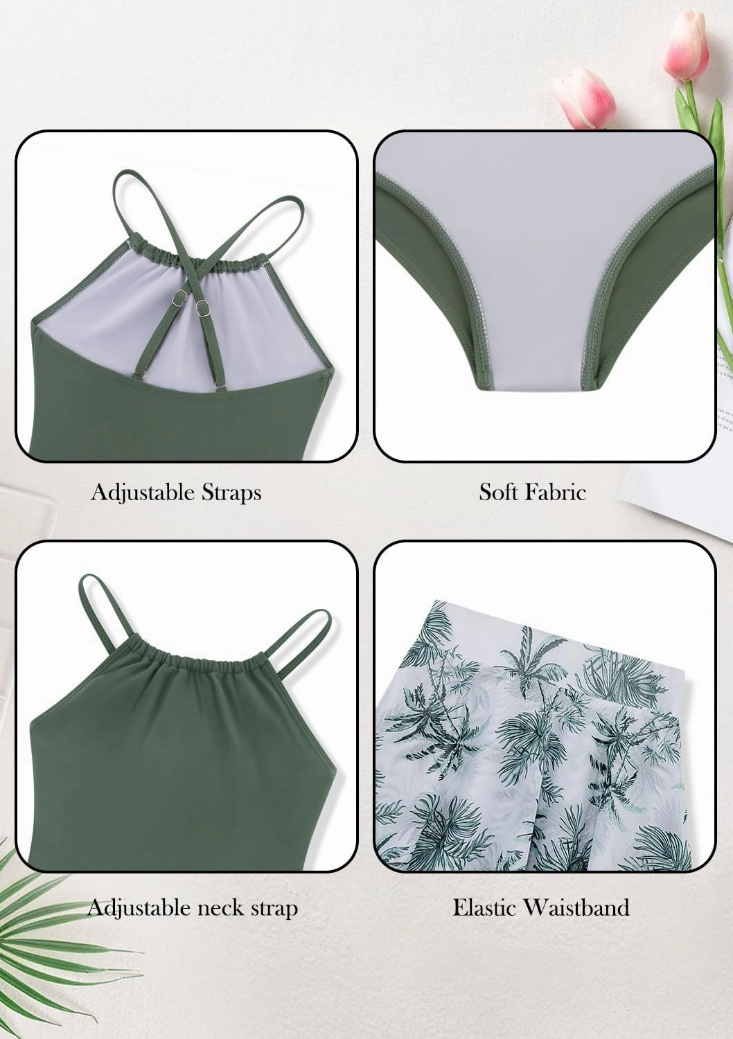 Girls One Piece Swimsuits with Mesh Skirt Tanikini Bathing Suit Swimwear 6-14Y