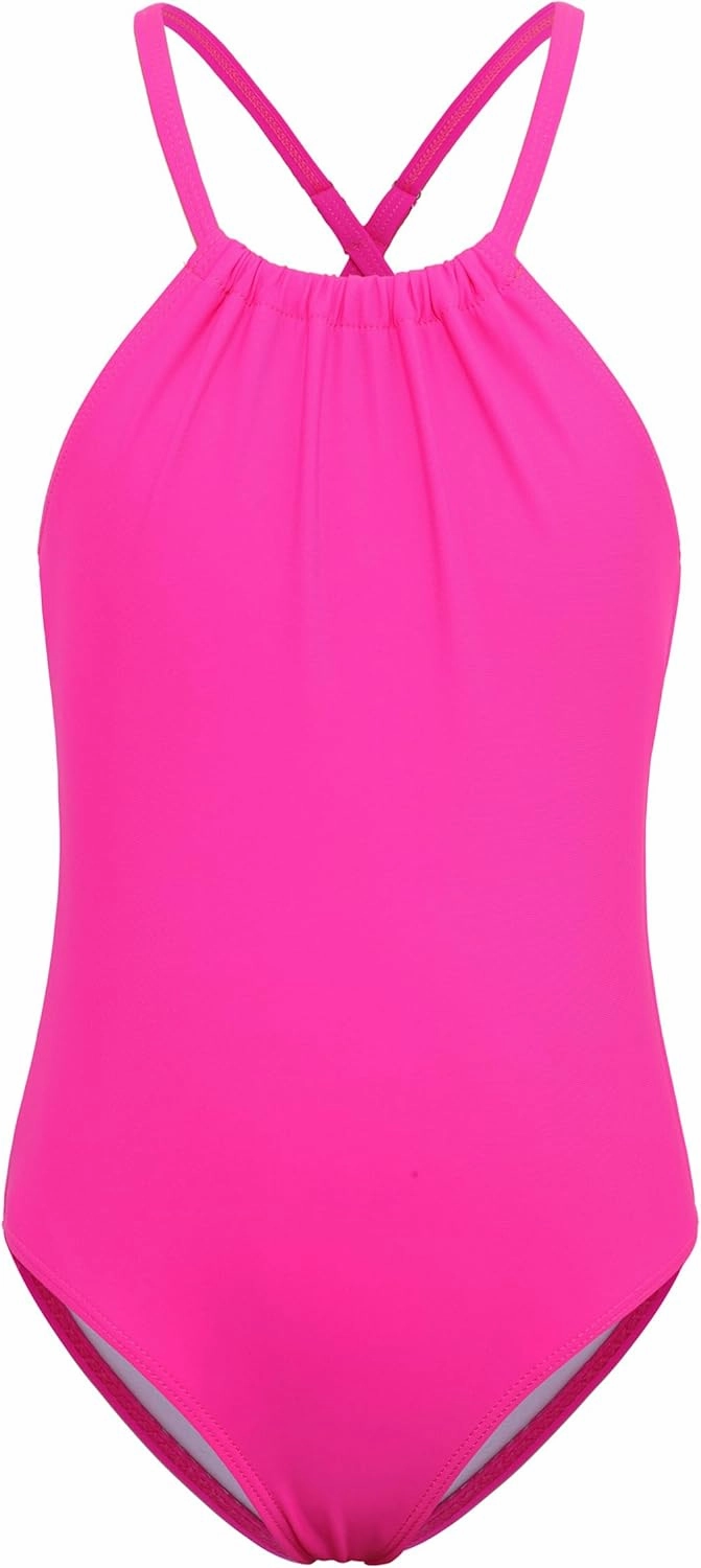 Girls One Piece Swimsuits with Mesh Skirt Tanikini Bathing Suit Swimwear 6-14Y