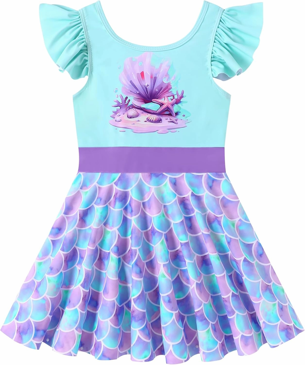 Girls One Piece Swimsuits with Skirt UPF 50  Floral Bright Bathing Suits for 3-10 Years