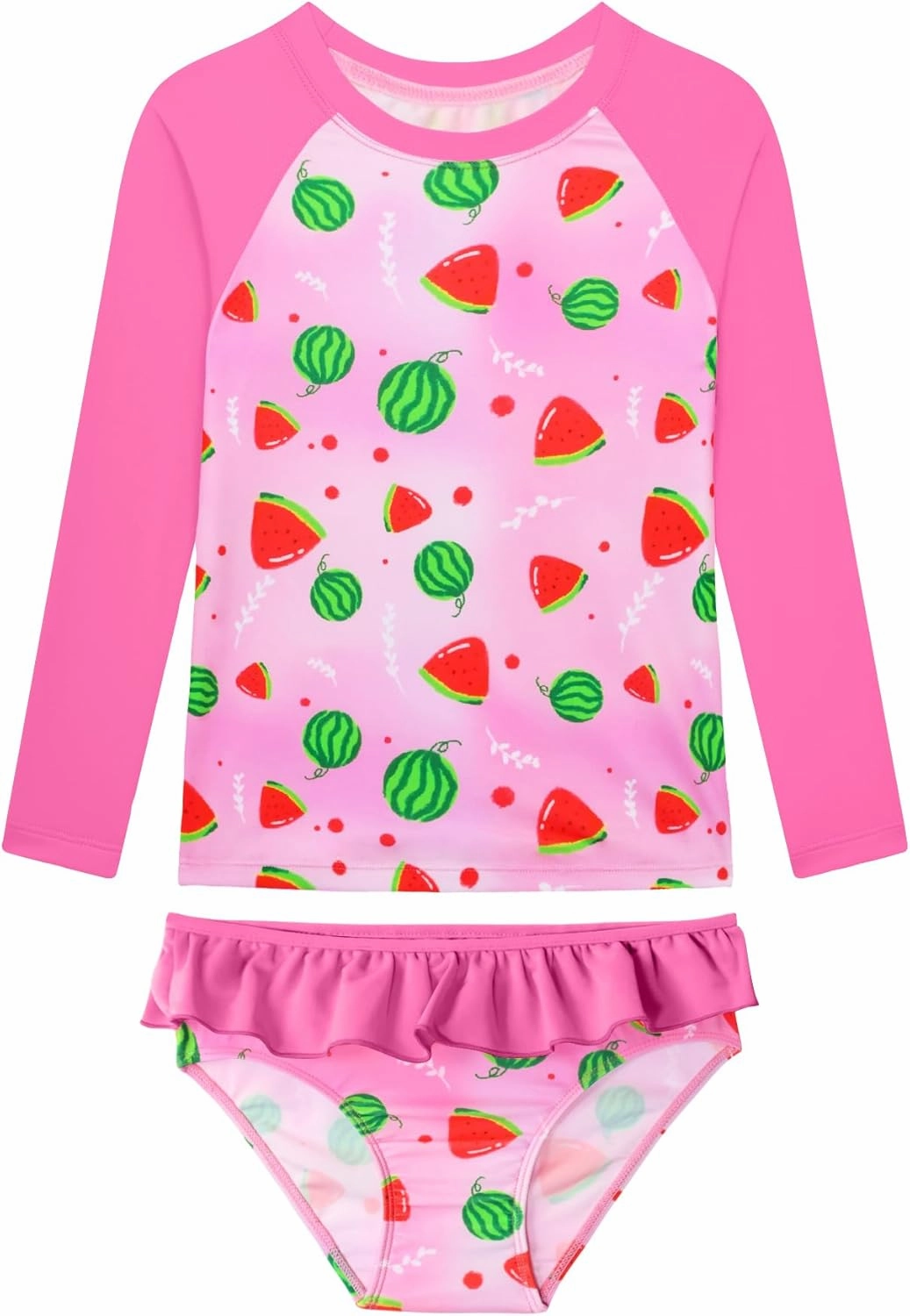 Girls Rash Guard Swimsuit Long Sleeve Tankini Sets Two Pieces Bathing Suit Swimwear UPF 50  Sun Protection