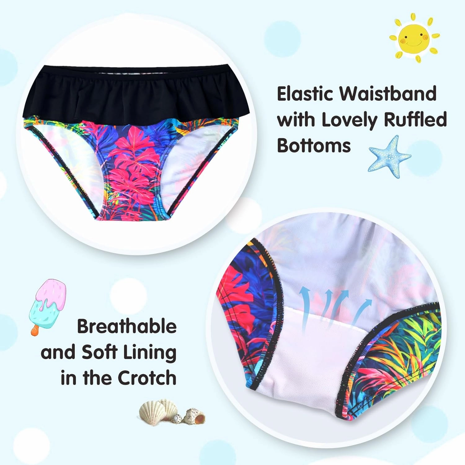 Girls Rash Guard Swimsuit Long Sleeve Tankini Sets Two Pieces Bathing Suit Swimwear UPF 50  Sun Protection