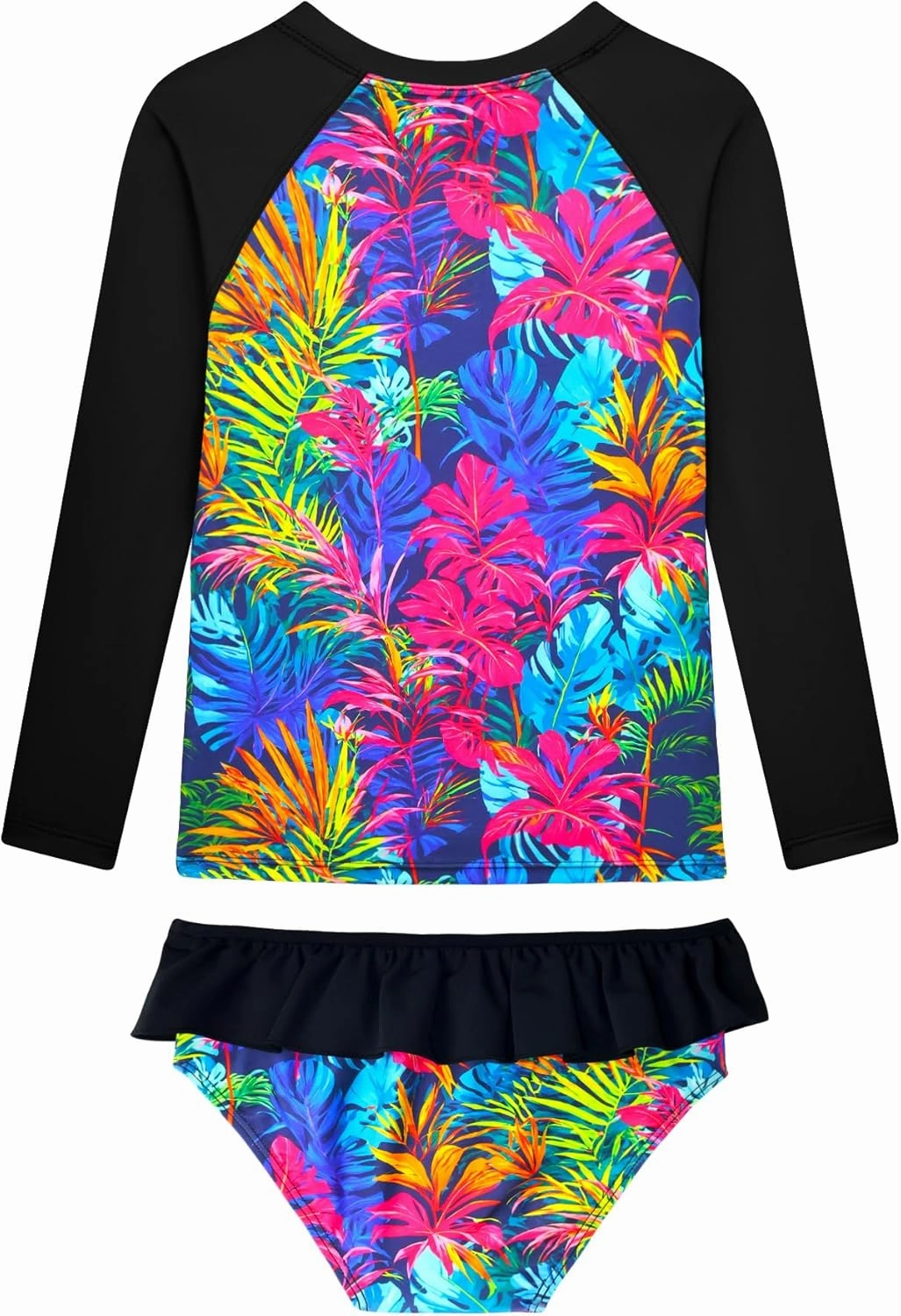 Girls Rash Guard Swimsuit Long Sleeve Tankini Sets Two Pieces Bathing Suit Swimwear UPF 50  Sun Protection