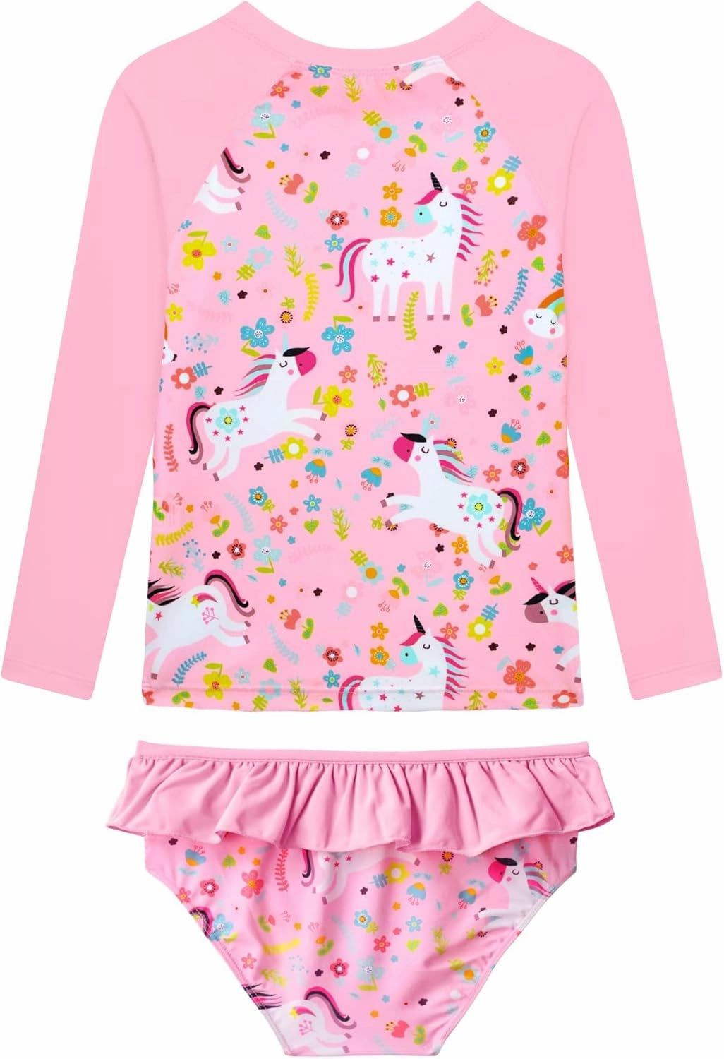 Girls Rash Guard Swimsuit Long Sleeve Tankini Sets Two Pieces Bathing Suit Swimwear UPF 50  Sun Protection