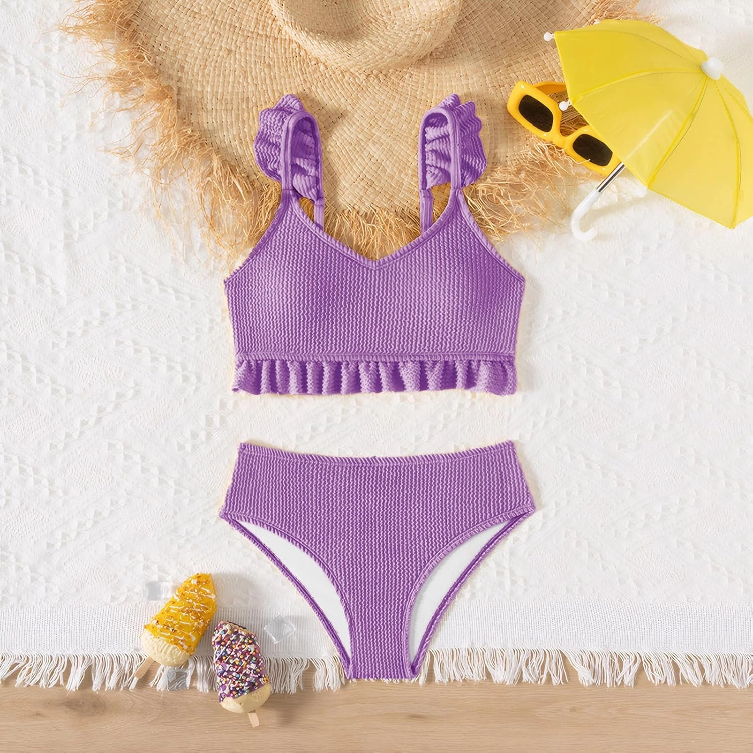Girls Swimsuit, 2 Piece Bikini Bathing Swimwear 7-16Y
