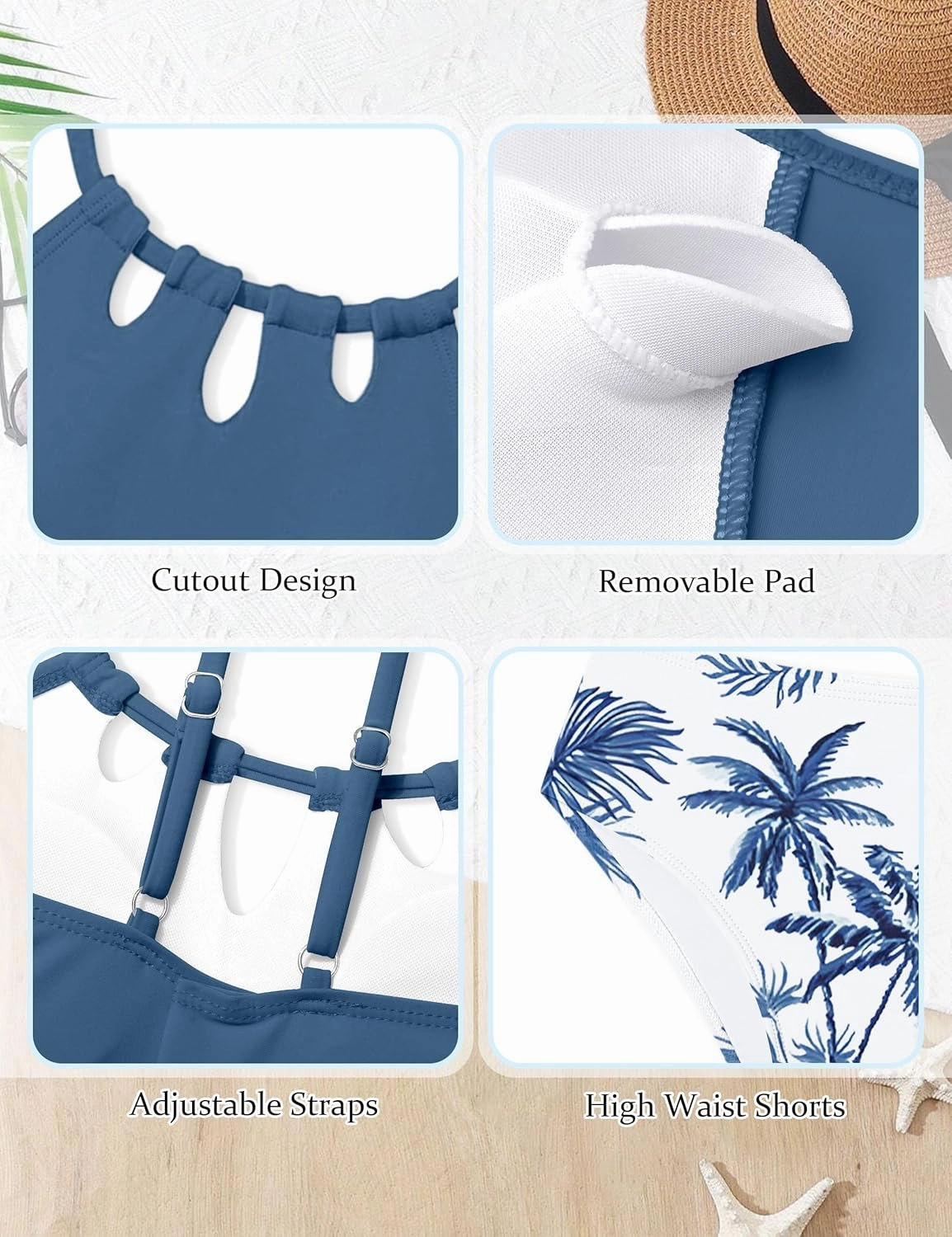 Girls Swimsuit Cutout Bathing Suit Cute Two Piece Swimsuits for Teen Girls Modest Swimwear High Waisted Tankini 9-18y
