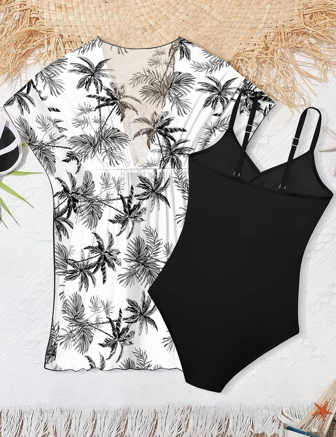 Girls Swimsuit Cutout One-Piece Bathing Suit V-Neck Swimsuits for Teens Cute Swimwear with Drawstring Cover Up 9-18y