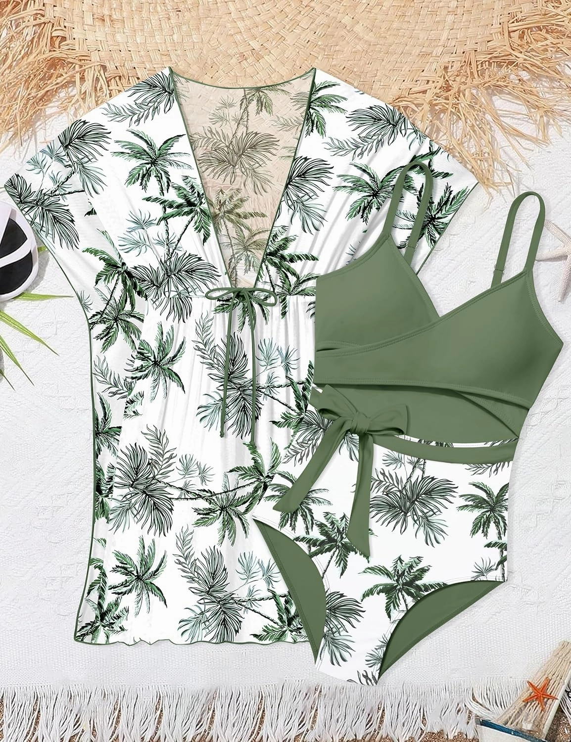 Girls Swimsuit Cutout One-Piece Bathing Suit V-Neck Swimsuits for Teens Cute Swimwear with Drawstring Cover Up 9-18y