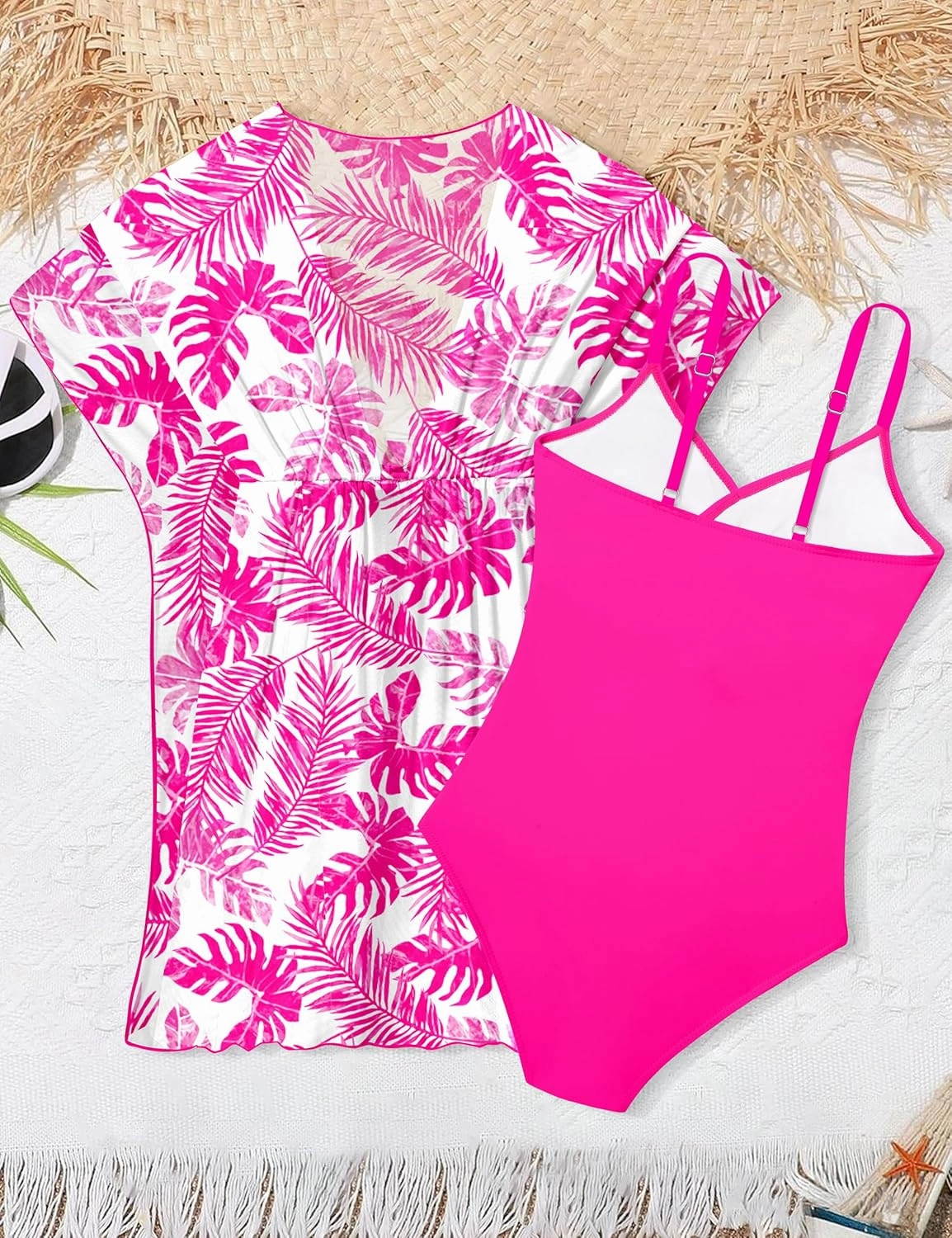 Girls Swimsuit Cutout One-Piece Bathing Suit V-Neck Swimsuits for Teens Cute Swimwear with Drawstring Cover Up 9-18y