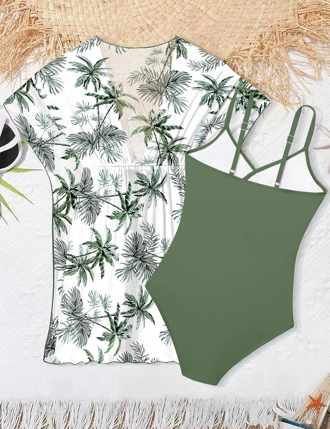 Girls Swimsuit Cutout One-Piece Bathing Suit V-Neck Swimsuits for Teens Cute Swimwear with Drawstring Cover Up 9-18y