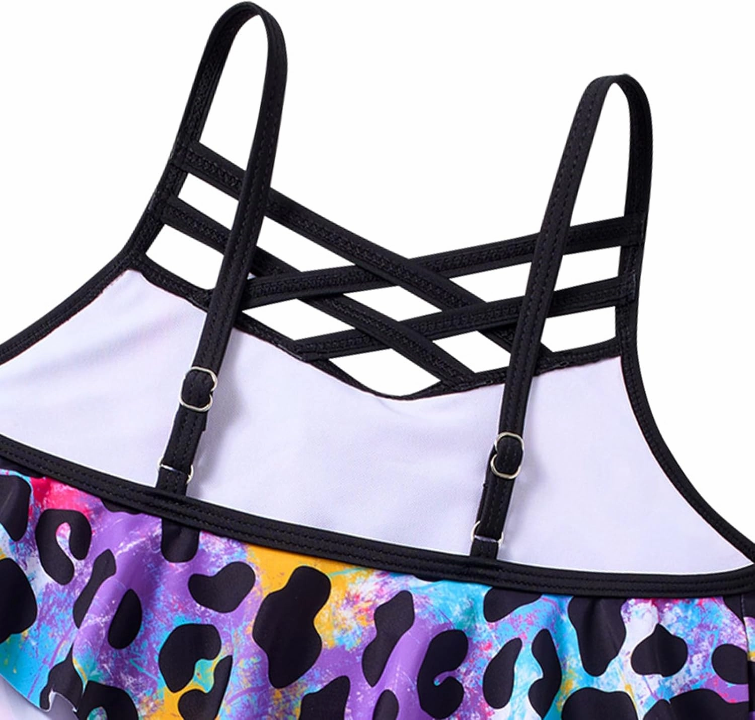 Girls Swimsuit Kids Bathing Suit 3 Pieces Bikini Set with Shorts Adjustable Swimwear 7-13 Years