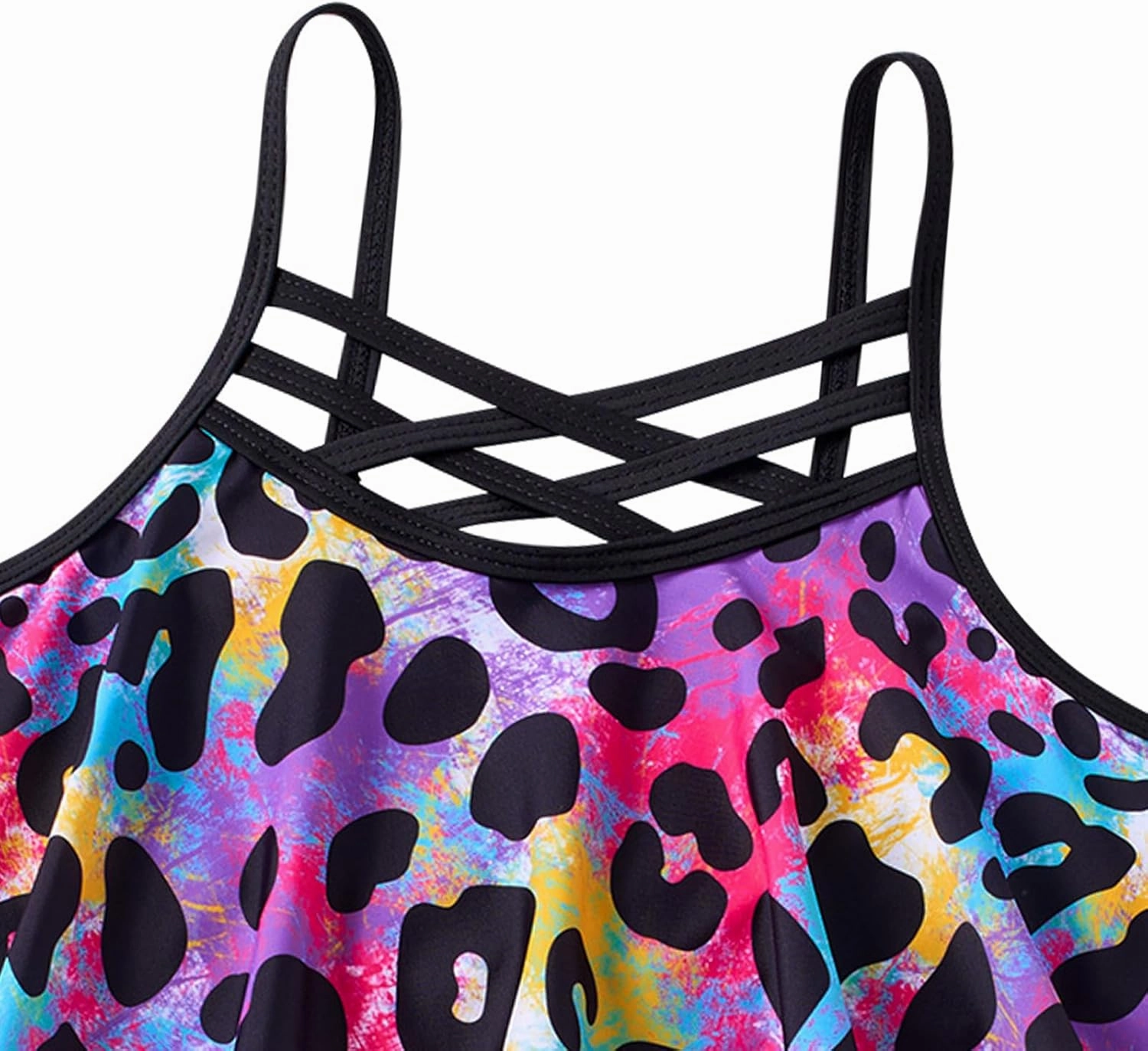 Girls Swimsuit Kids Bathing Suit 3 Pieces Bikini Set with Shorts Adjustable Swimwear 7-13 Years