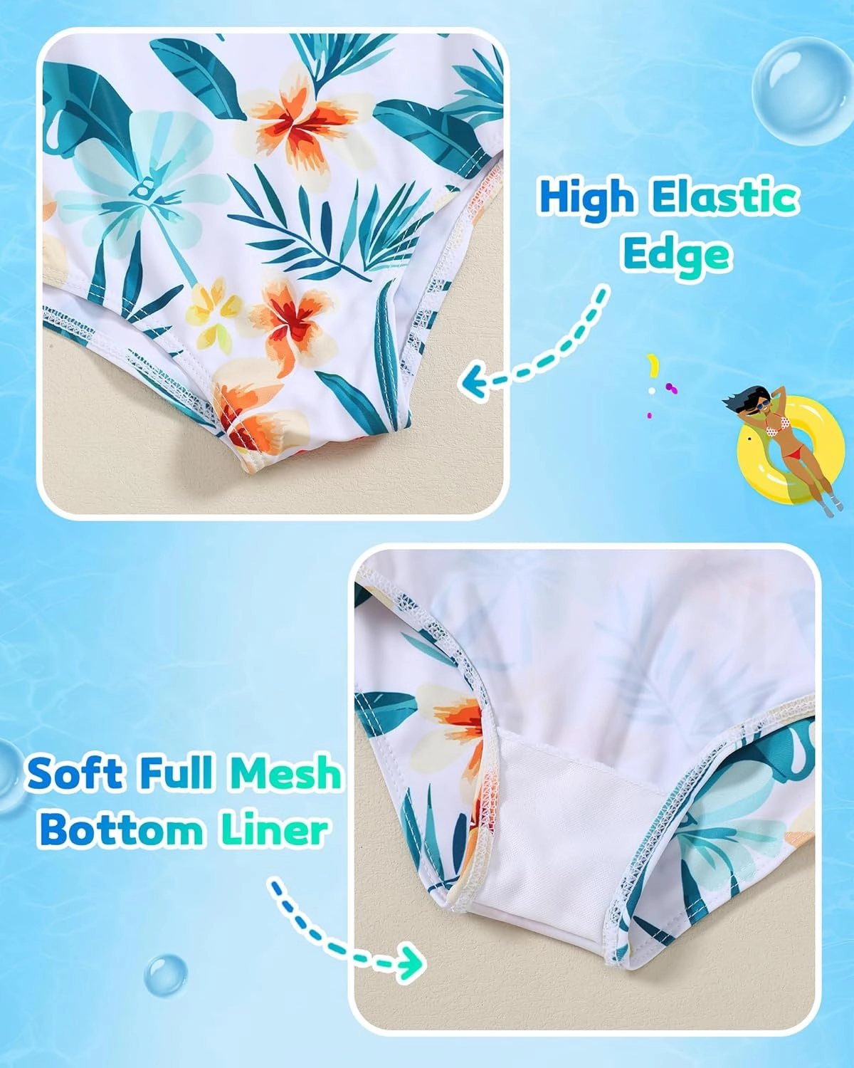 Girls Swimsuit One Piece Bathing Suit Quick Dry Beach Swimwear Cute Cross Shoulder Strap Swimming Suits 2-10 Years