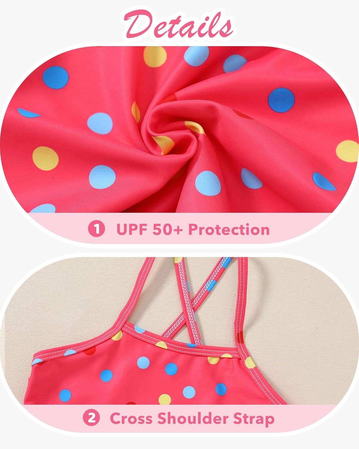 Girls Swimsuit One Piece Bathing Suit Quick Dry Beach Swimwear Cute Cross Shoulder Strap Swimming Suits 2-10 Years