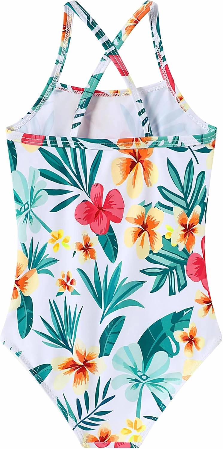Girls Swimsuit One Piece Bathing Suit Quick Dry Beach Swimwear Cute Cross Shoulder Strap Swimming Suits 2-10 Years